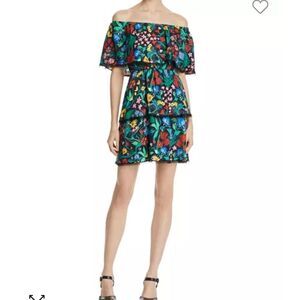 Alice + Olivia Tylee off shoulder ruffle dress colorful floral fairycore 2